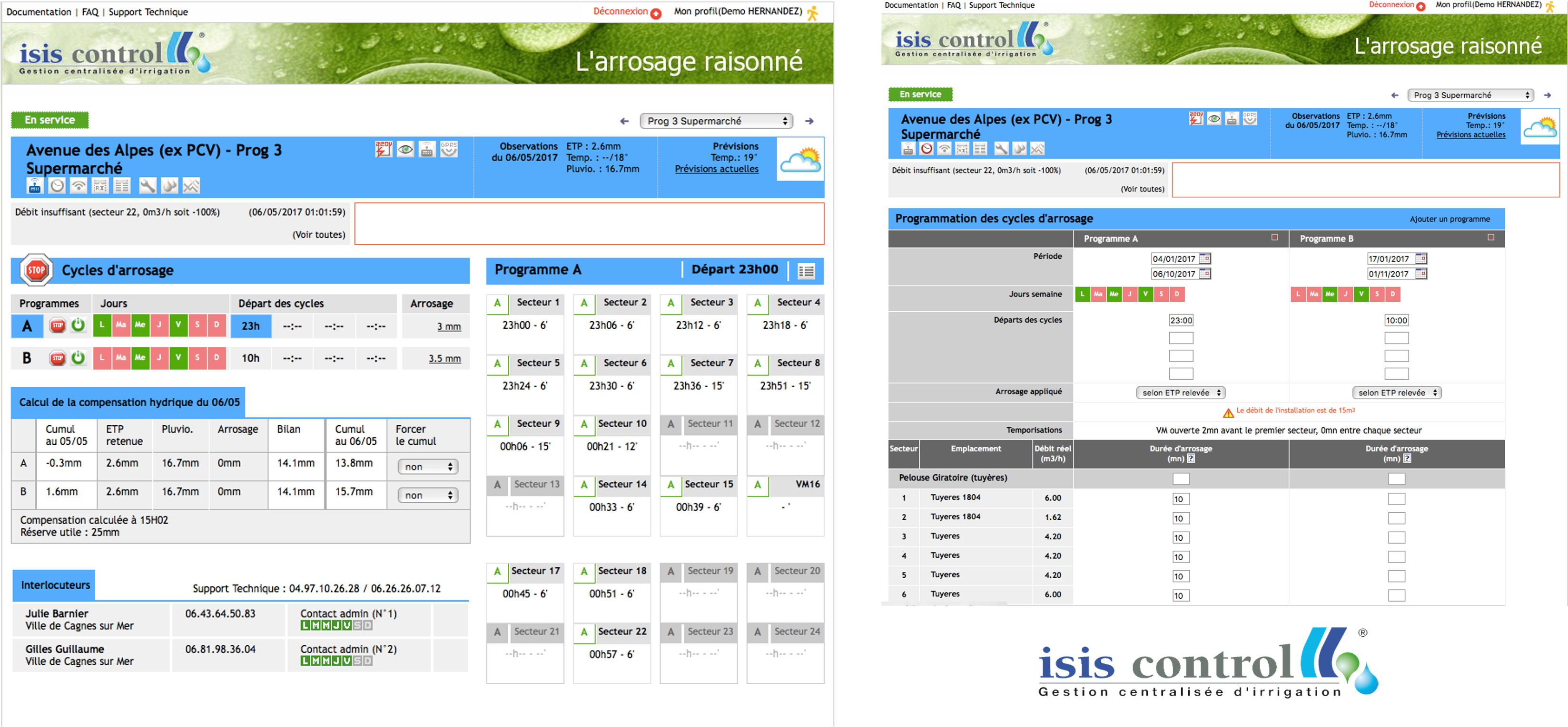 Gestion planning arrosage